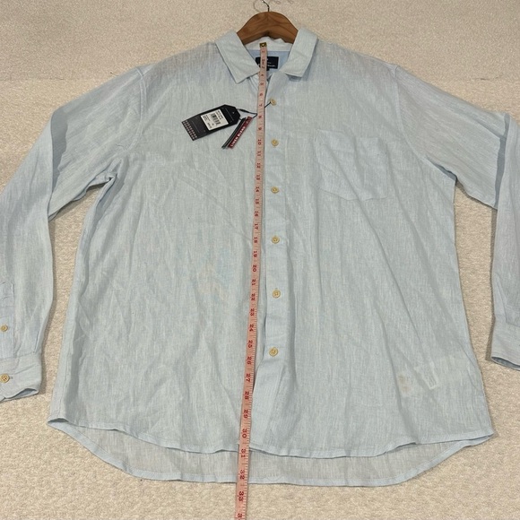 Ben Sherman Linen Blend Button Down Shirt Light Blue Men’s Size XL NEW WITH TAGS - Picture 5 of 6